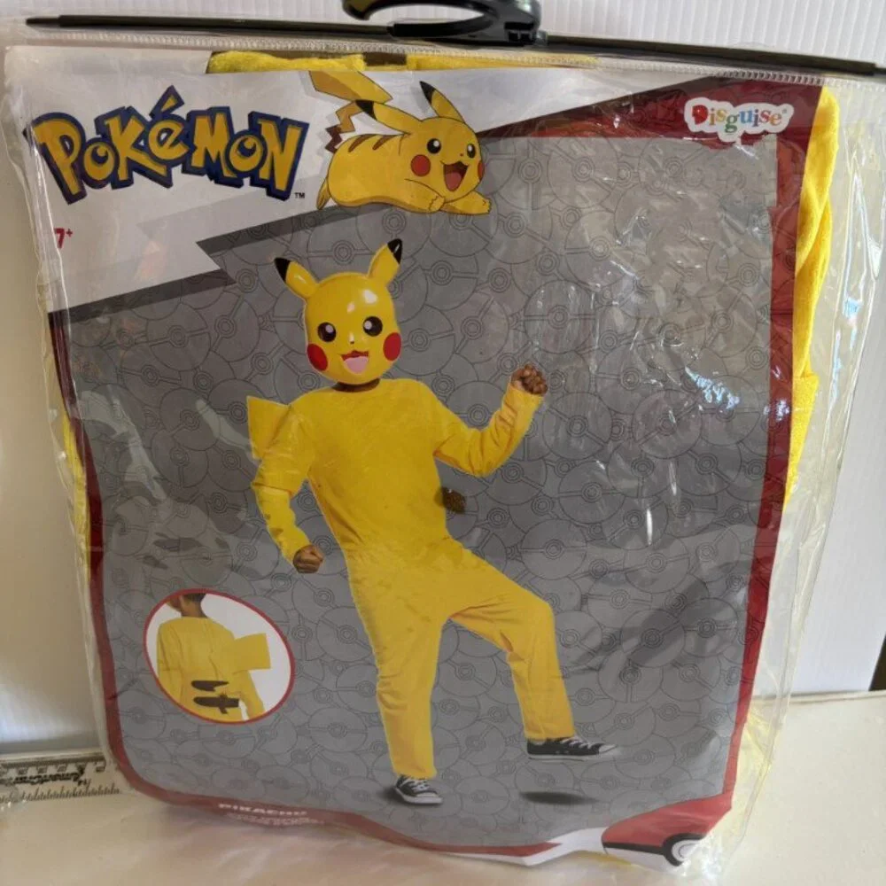 Pokemon Pikachu Halloween Costume 10/12 Jumpsuit, Mask 2 Pc Yellow Classic Kids